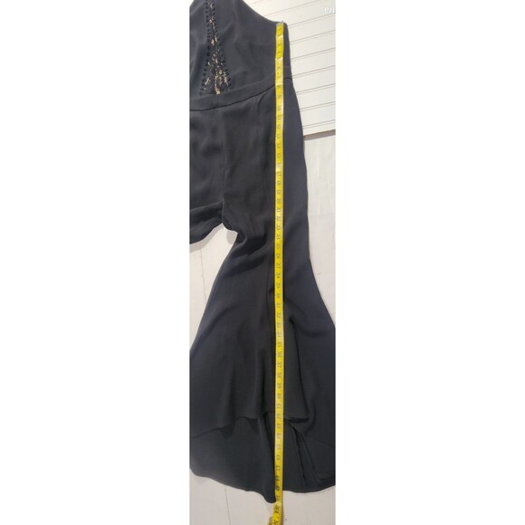 NEW Zara Woman Black Bell Bottom Jumpsuit Lace Insert Size L Spaghetti Straps - Picture 13 of 15